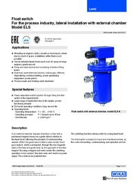 Thumbnail of document Data Sheet - ELS Magnetic Float Switch